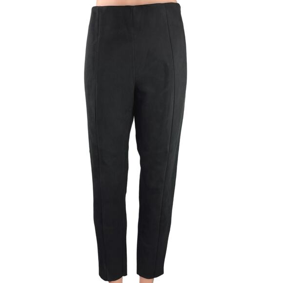 Zara Black High Waist Stretch Career Office Ankle Chino Pants Trousers Sz XL - Picture 1 of 5
